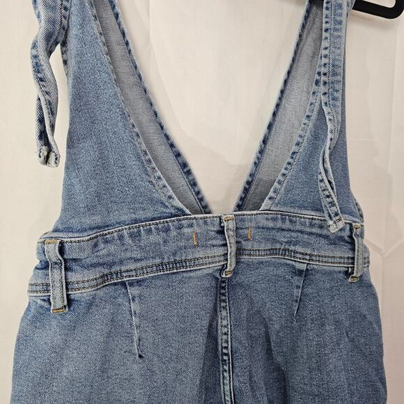 Free People Denim Wide Leg Overalls Womens Size 4 A Line Festival Boho Bib Tank - Picture 7 of 12